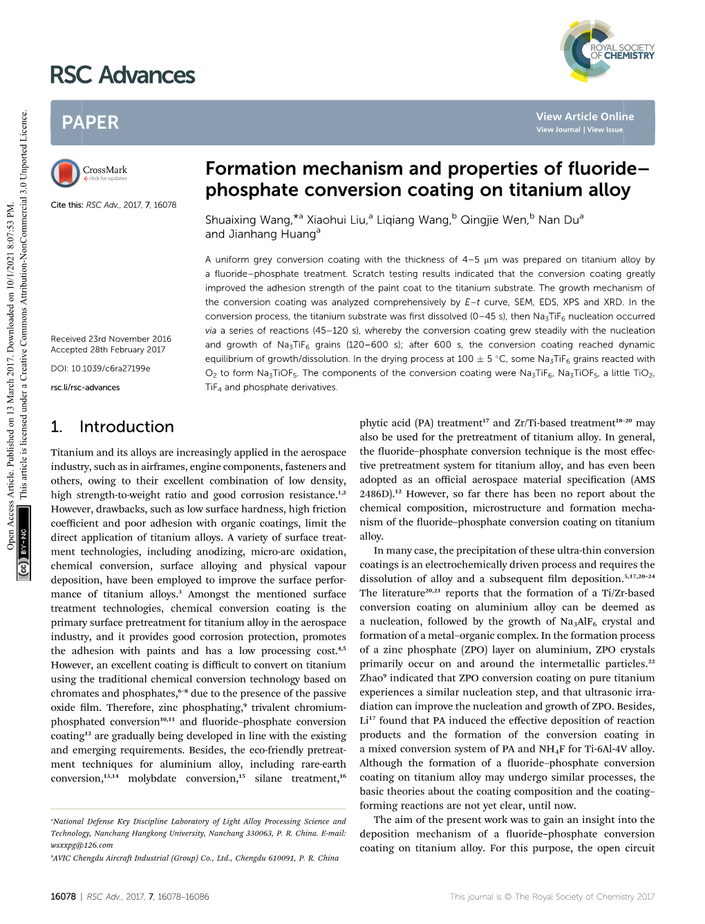 Formation Mechanism and Properties of Fluoride–Phosphate Conversion