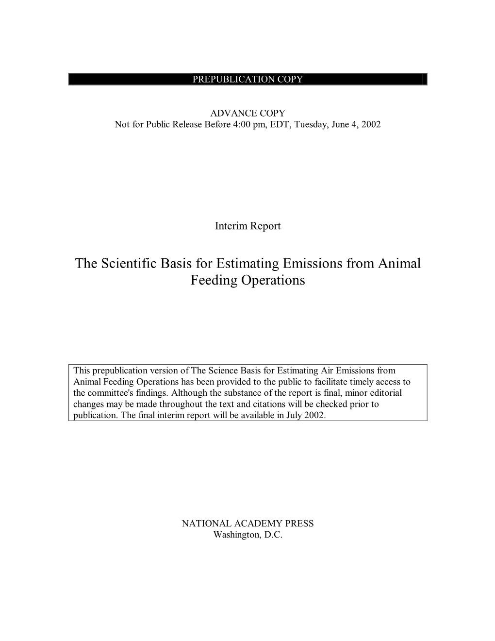 Scientific Basis for Estimating Emissions from Animal Feeding Operations