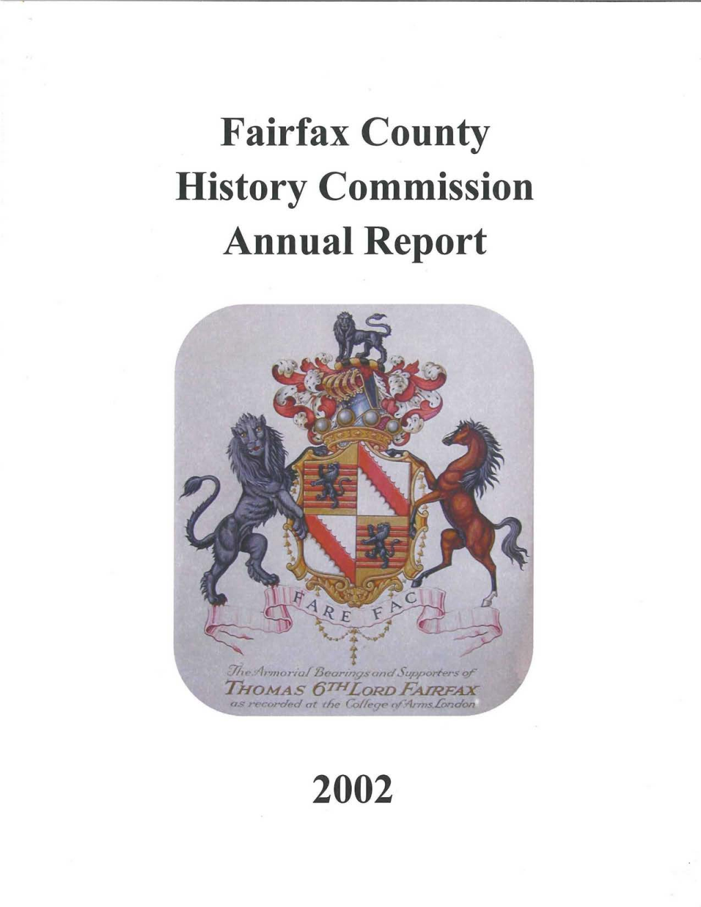 Fairfax County History Commission Annual Report 2002