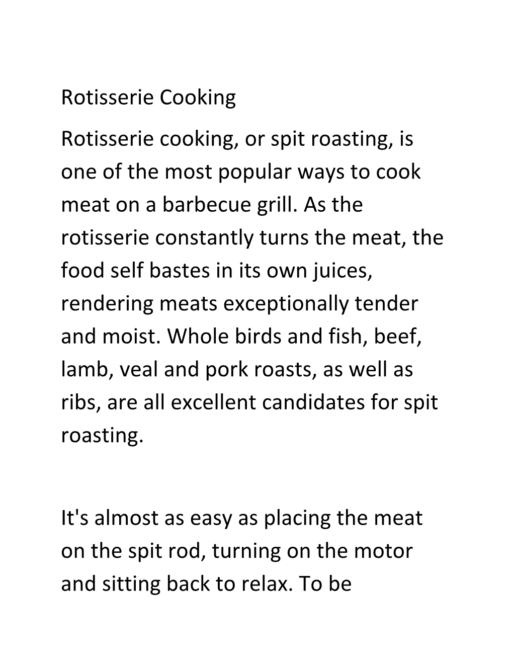 Rotisserie Cooking