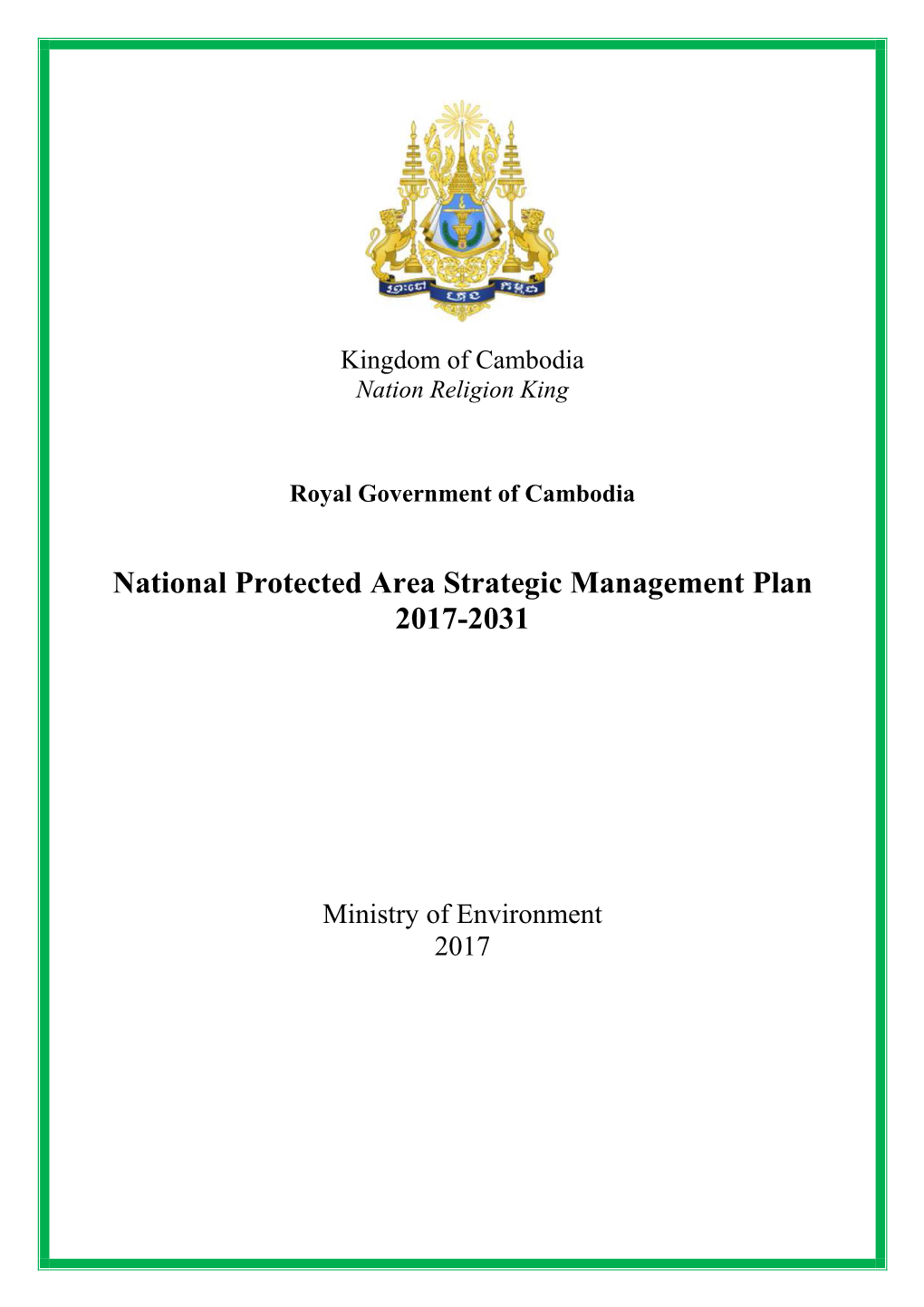 National Protected Area Strategic Management Plan 2017-2031