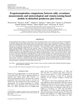 Evapotranspiration Comparisons Between Eddy Covariance Measurements and Meteorological and Remote-Sensing-Based Models in Disturbed Ponderosa Pine Forests