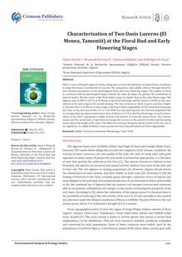 Characterization of Two Oasis Luzerns (El Menea, Tamentit) at the Floral Bud and Early Flowering Stages