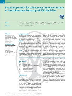 Bowel Preparation for Colonoscopy: European Society of Gastrointestinal Endoscopy (ESGE) Guideline