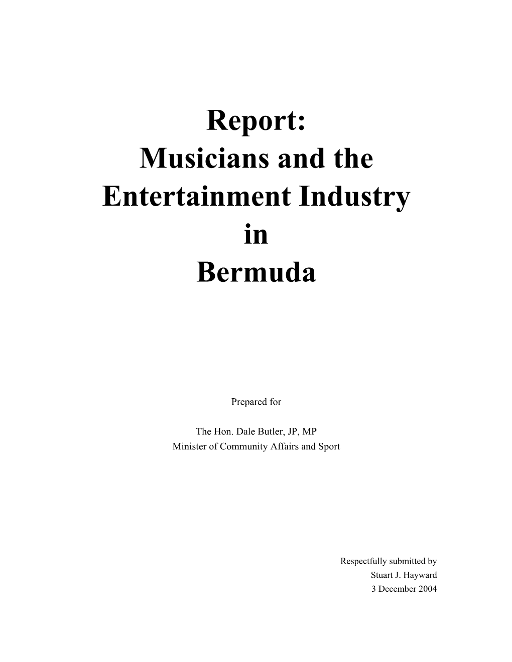 Report: Musicians and the Entertainment Industry in Bermuda