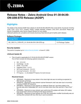 Zebra Android Oreo 01-30-04.00- ON-U08-STD Release (AOSP)