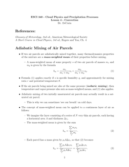 References: Adiabatic Mixing of Air Parcels