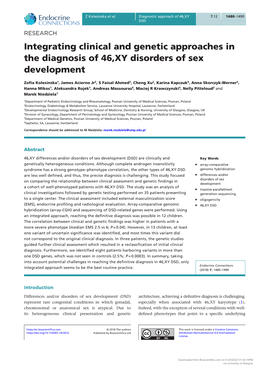 Integrating Clinical and Genetic Approaches in the Diagnosis of 46,XY Disorders of Sex Development