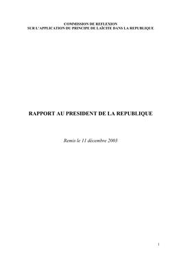 Rapport Au President De La Republique