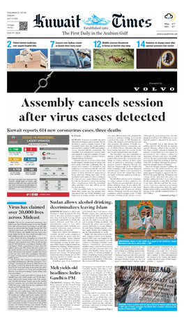 Assembly Cancels Session After Virus Cases Detected