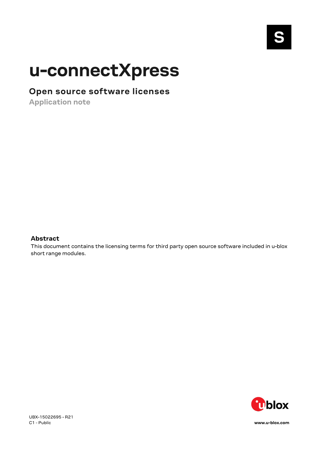 U-Connectxpress, Open Source Software Licenses, Application Note