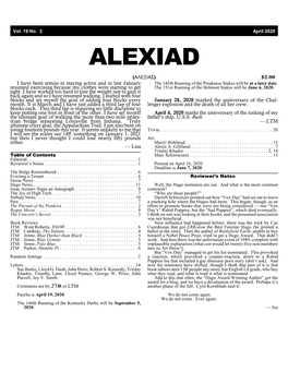 ALEXIAD (!7+=3!G) $2.00 I Have Been Remiss in Staying Active and in Late January the 145Th Running of the Preakness Stakes Will Be at a Later Date