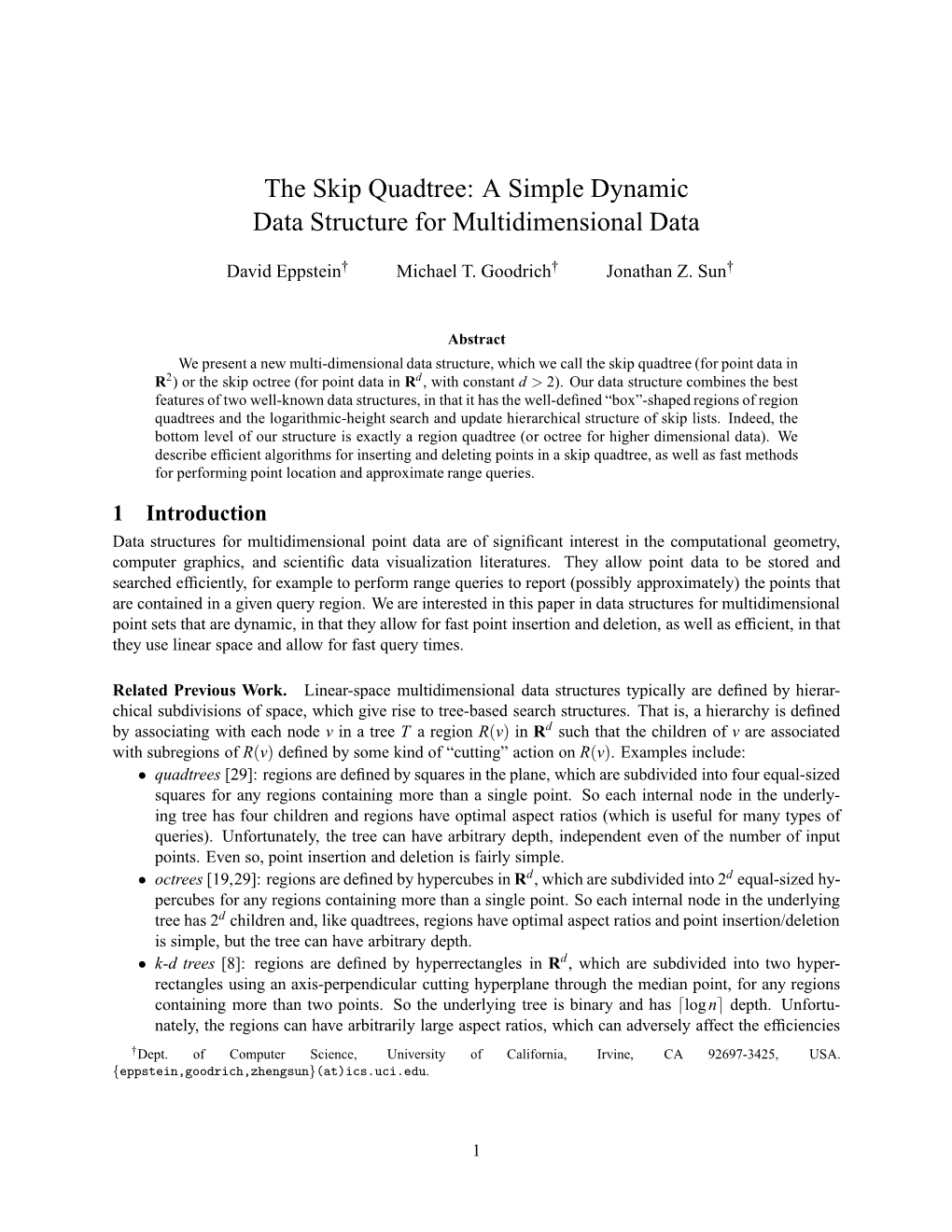 The Skip Quadtree: a Simple Dynamic Data Structure for Multidimensional Data