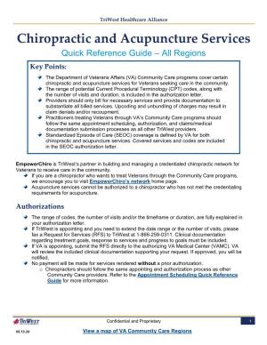 Chiropractic and Acupuncture Services Quick Reference Guide – All Regions Key Points