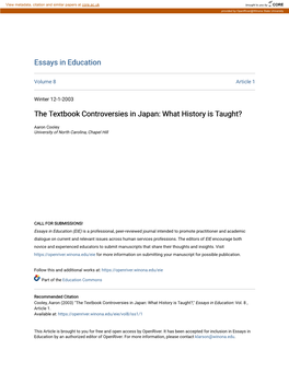 The Textbook Controversies in Japan: What History Is Taught?