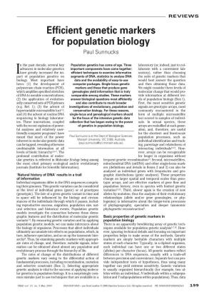 Efficient Genetic Markers for Population Biology Paul Sunnucks
