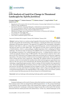 GIS Analysis of Land-Use Change in Threatened Landscapes by Xylella Fastidiosa