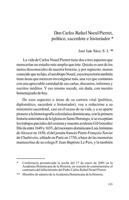 Don Carlos Rafael Nouel Pierret, Político, Sacerdote E Historiador
