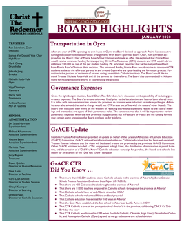 Board Highlights