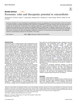 Exosomes: Roles and Therapeutic Potential in Osteoarthritis