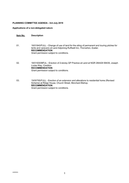 PLANNING COMMITTEE AGENDA - 3Rd July 2019