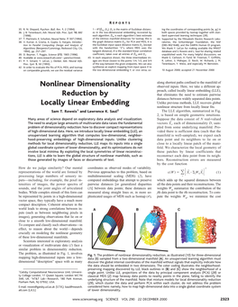 Nonlinear Dimensionality Reduction by Locally Linear Embedding