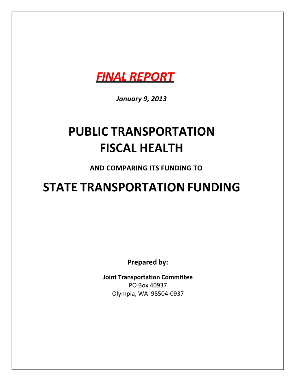Public Transportation Fiscal Health Final Report