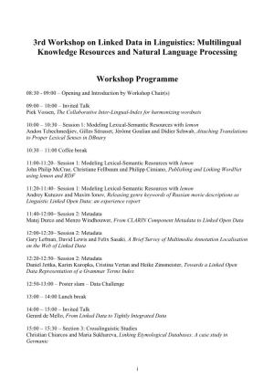 LDL-2014 3Rd Workshop on Linked Data in Linguistics