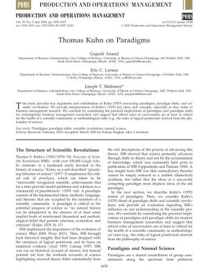 Thomas Kuhn on Paradigms