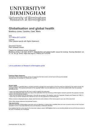 University of Birmingham Globalisation and Global Health
