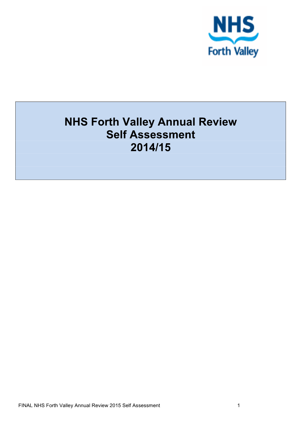 NHS Forth Valley Annual Review Self Assessment 2014/15