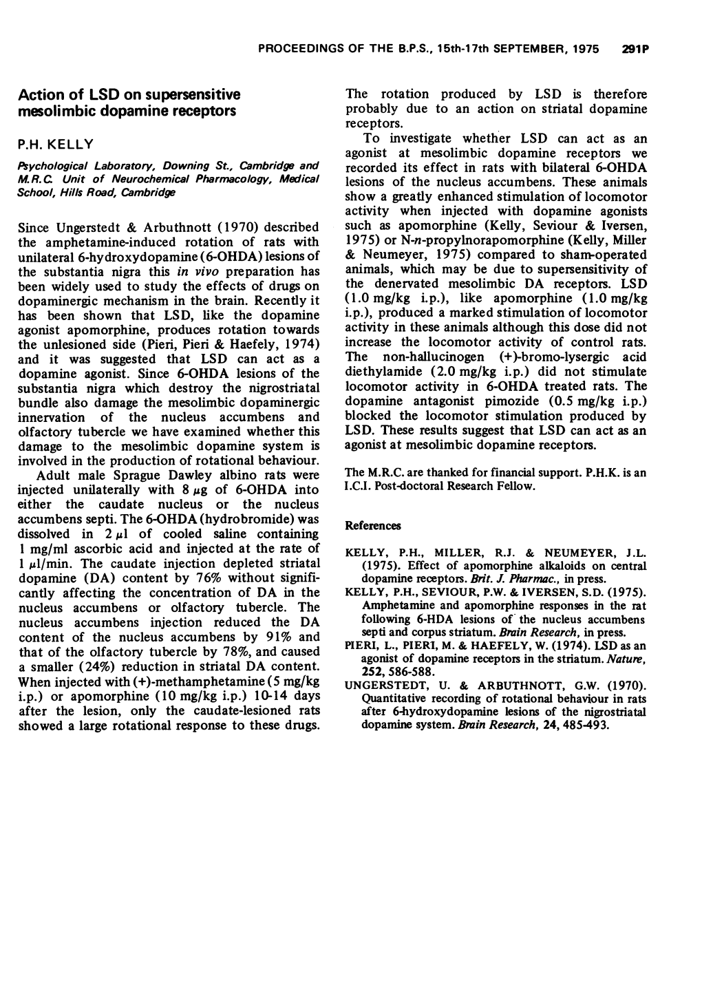 Action of LSD on Supersensitive Mesolimbic Dopamine Receptors