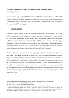 Lo Spazio Urbano Della Piazza D'armi Di Milano: Relazione Storica