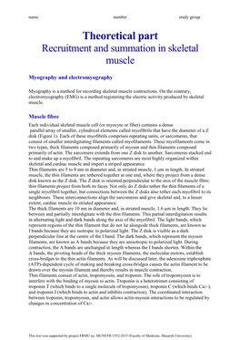 Theoretical Part Recruitment and Summation in Skeletal Muscle