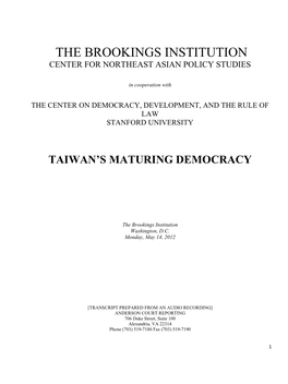 The Brookings Institution Center for Northeast Asian Policy Studies