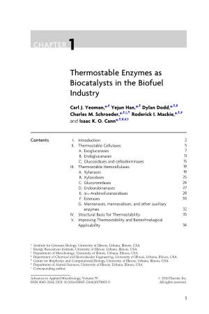 Thermostable Enzymes As Biocatalysts in the Biofuel Industry