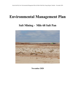 Environmental Management Plan Salt Mining
