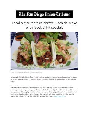 Local Restaurants Celebrate Cinco De Mayo with Food, Drink Specials