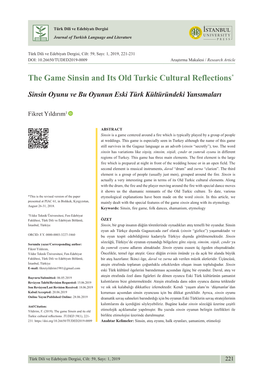 The Game Sinsin and Its Old Turkic Cultural Reflections*