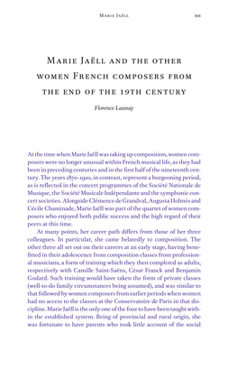 Marie Jaëll and the Other Women French Composers from the End of the 19Th Century