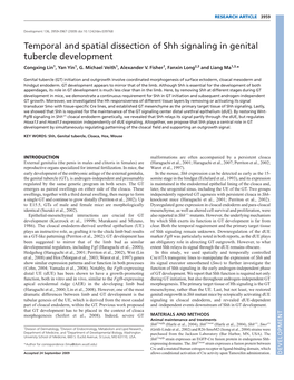 Temporal and Spatial Dissection of Shh Signaling in Genital Tubercle Development Congxing Lin1, Yan Yin1, G