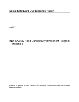 SASEC Road Connectivity Investment Program – Tranche 1