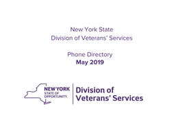New York State Division of Veterans' Services Phone Directory May 2019