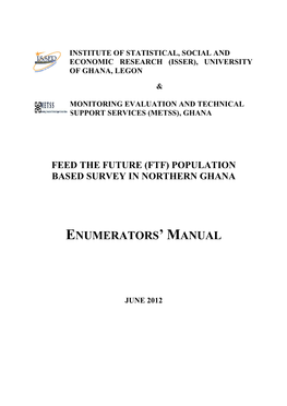 Population Based Survey in Northern Ghana Enumerators' Manual