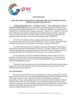 11.15.13 WQCW Press Release