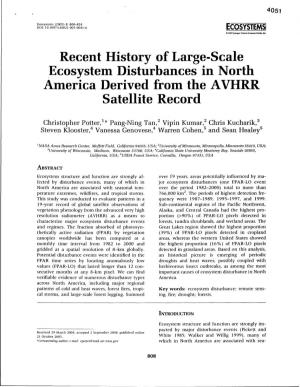 Recent History of Large-Scale Ecosystem Disturbances in North America Derived from the AVHRR Satellite Record