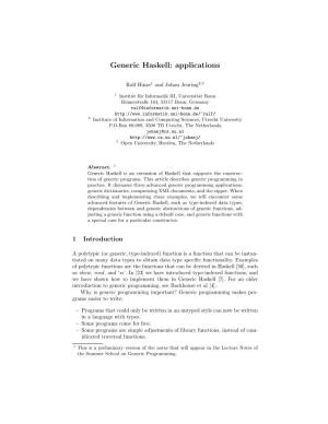 Generic Haskell: Applications