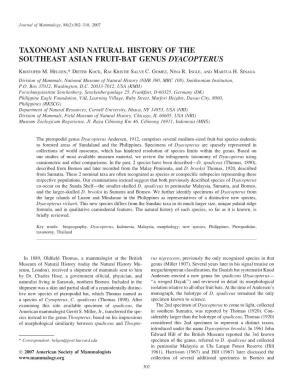 Taxonomy and Natural History of the Southeast Asian Fruit-Bat Genus Dyacopterus