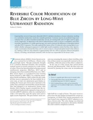 REVERSIBLE COLOR MODIFICATION of BLUE ZIRCON by LONG-WAVE ULTRAVIOLET RADIATION Nathan D