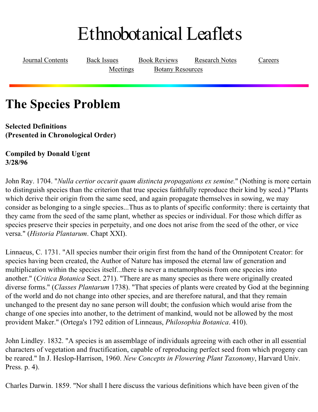 The Species Problem